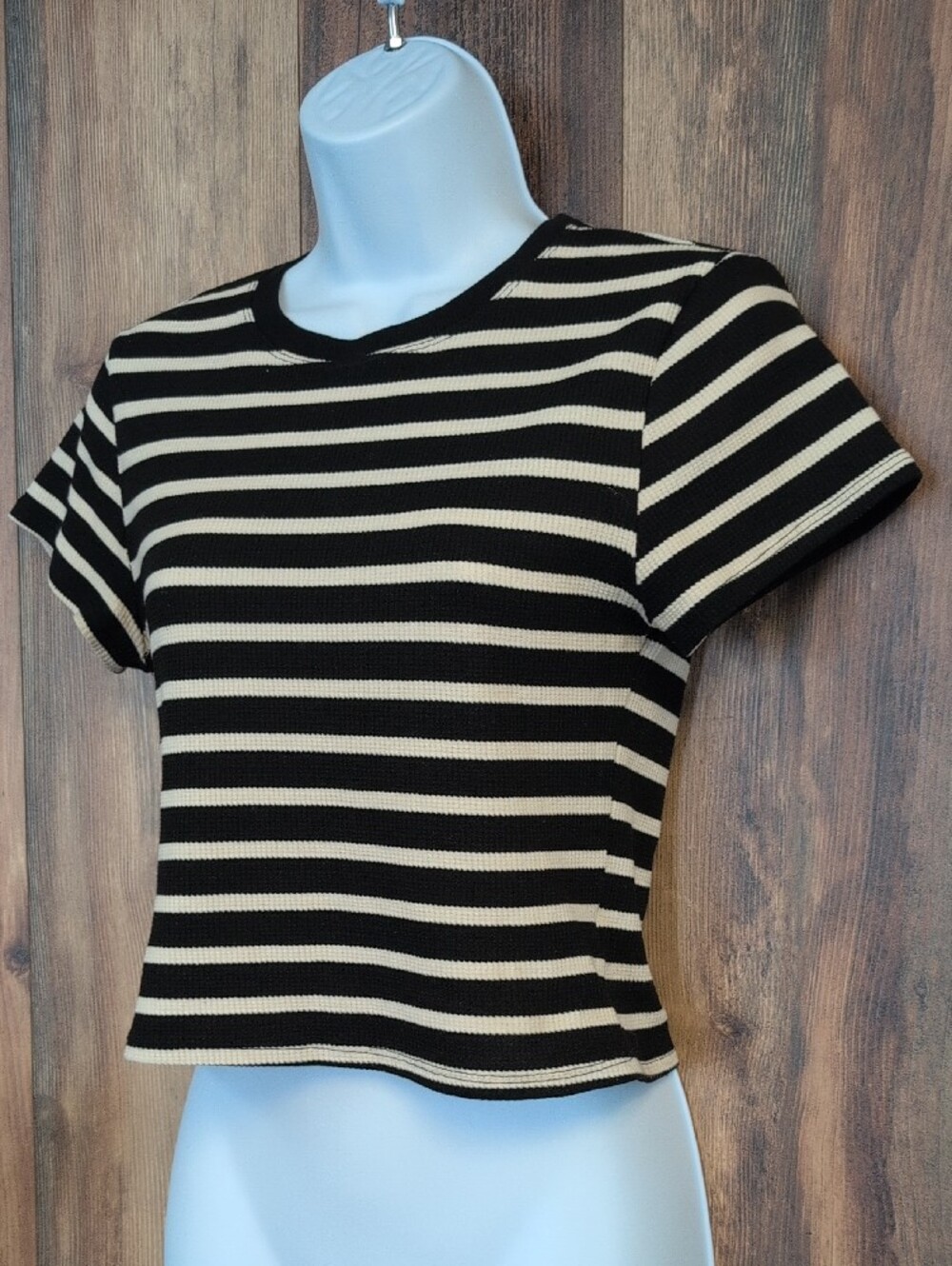 Atelier by Kirious Striped Short-Sleeve Ribbed Crop Top M     933A
